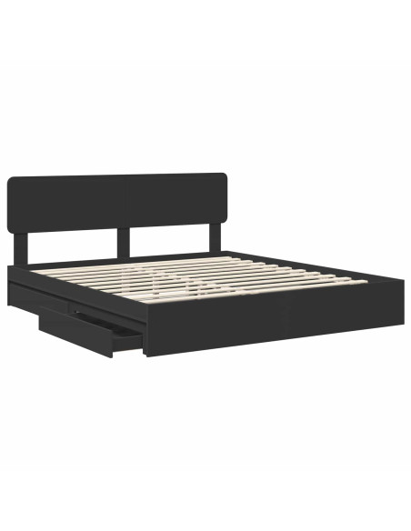 Letto con Contenitore Nero 200 x 200 cm Legno multistrato