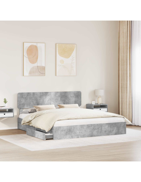 Letto con Contenitore con testiera Grigio cemento 200 x 200 cm