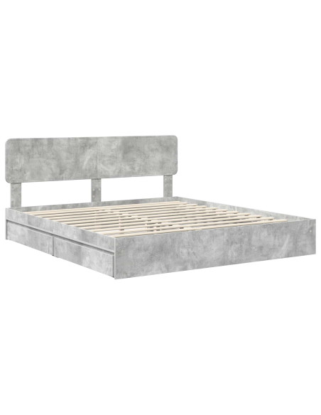 Letto con Contenitore con testiera Grigio cemento 200 x 200 cm
