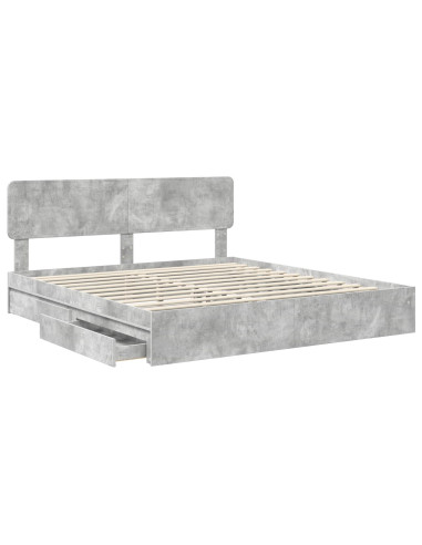 Letto con Contenitore con testiera Grigio cemento 200 x 200 cm