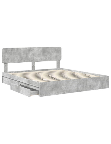 Letto con Contenitore con testiera Grigio cemento 200 x 200 cm