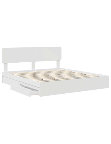 Letto con Contenitore Bianco 180 x 200 cm Legno multistrato