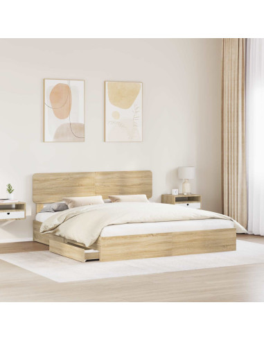 Letto con Contenitore con testiera Rovere Sonoma 180 x 200 cm