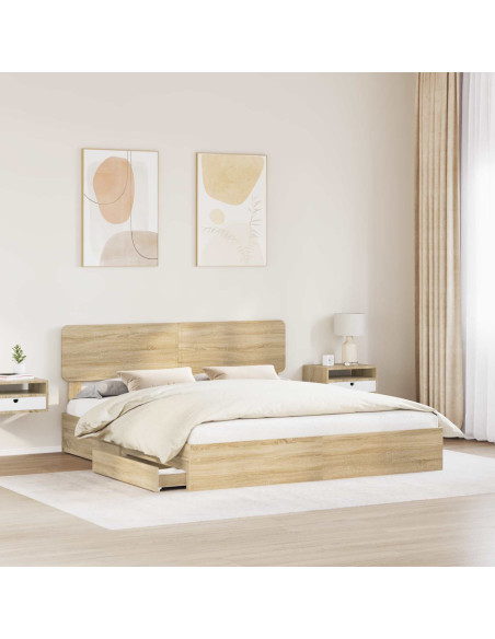 Letto con Contenitore con testiera Rovere Sonoma 180 x 200 cm