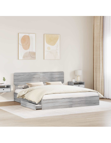 Letto con Contenitore con testiera Grigio Sonoma 180 x 200 cm