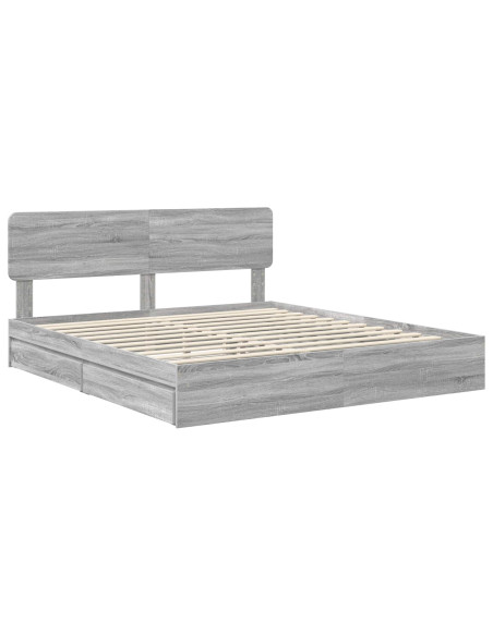 Letto con Contenitore con testiera Grigio Sonoma 180 x 200 cm