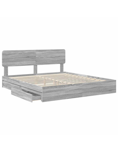 Letto con Contenitore con testiera Grigio Sonoma 180 x 200 cm