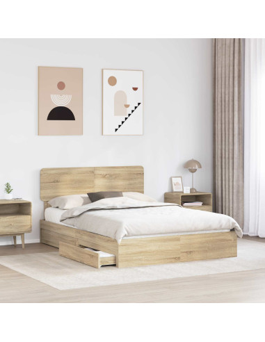 Letto con Contenitore con testiera Rovere Sonoma 160 x 200 cm
