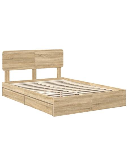 Letto con Contenitore con testiera Rovere Sonoma 160 x 200 cm