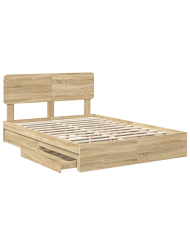 Letto con Contenitore con testiera Rovere Sonoma 160 x 200 cm