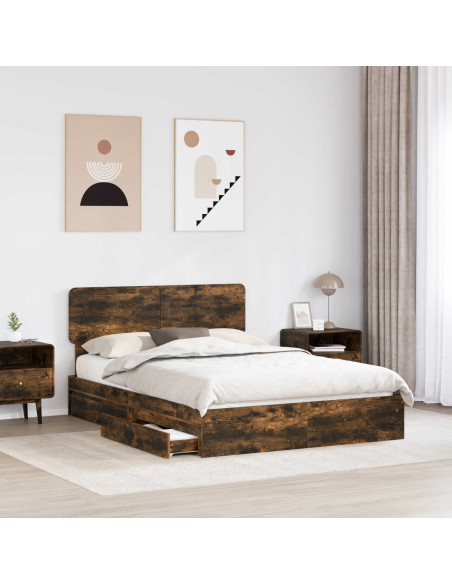 Letto con Contenitore con testiera Rovere fumé 160 x 200 cm