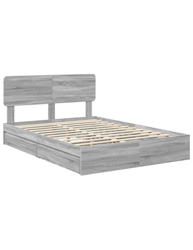 Letto con Contenitore con testiera Grigio Sonoma 160 x 200 cm