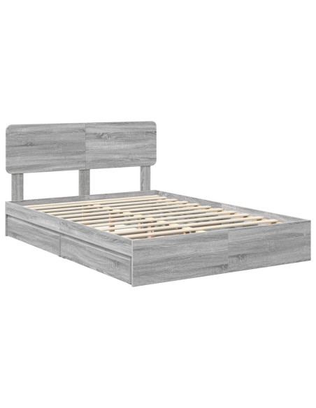 Letto con Contenitore con testiera Grigio Sonoma 160 x 200 cm