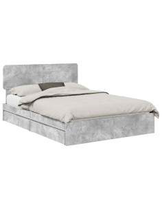 Letto con Contenitore con testiera Grigio cemento 150 x 200 cm 2