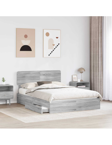 Letto con Contenitore con testiera Grigio Sonoma 150 x 200 cm