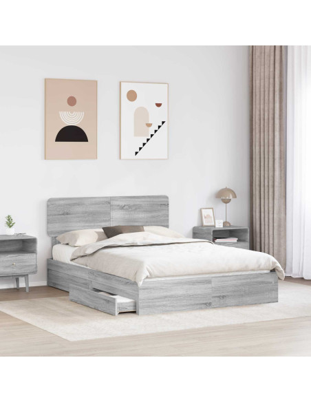 Letto con Contenitore con testiera Grigio Sonoma 150 x 200 cm