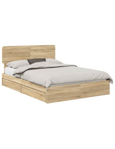 Letto con Contenitore con testiera Rovere Sonoma 140 x 200 cm 2
