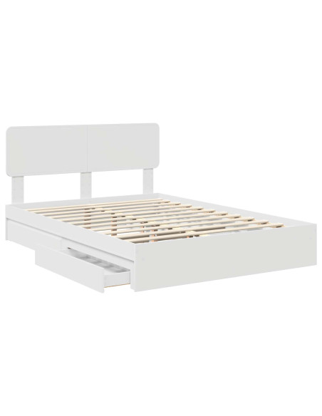 Letto con Contenitore Bianco 140 x 190 cm Legno multistrato
