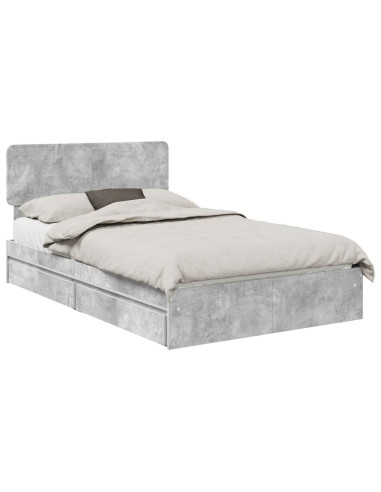 Letto con Contenitore con testiera Grigio cemento 135 x 190 cm