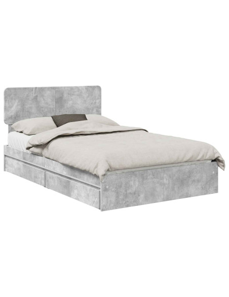 Letto con Contenitore con testiera Grigio cemento 135 x 190 cm