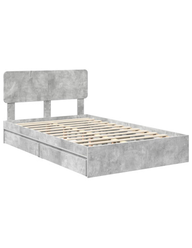Letto con Contenitore con testiera Grigio cemento 135 x 190 cm