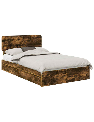 Letto con Contenitore con testiera Rovere fumé 135 x 190 cm