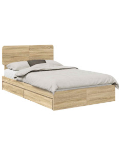 Letto con Contenitore con testiera Rovere Sonoma 120 x 200 cm 2