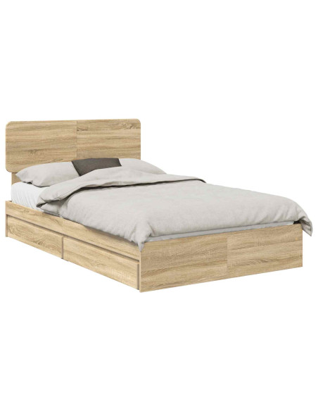 Letto con Contenitore con testiera Rovere Sonoma 120 x 200 cm