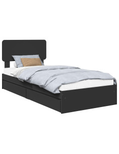 Letto con Contenitore Nero 100 x 200 cm Legno multistrato 2