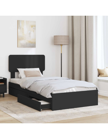 Letto con Contenitore Nero 100 x 200 cm Legno multistrato