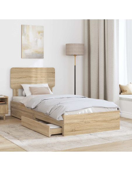 Letto con Contenitore con testiera Rovere Sonoma 100 x 200 cm