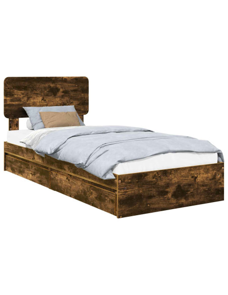 Letto con Contenitore con testiera Rovere fumé 100 x 200 cm