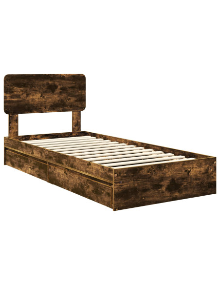 Letto con Contenitore con testiera Rovere fumé 100 x 200 cm