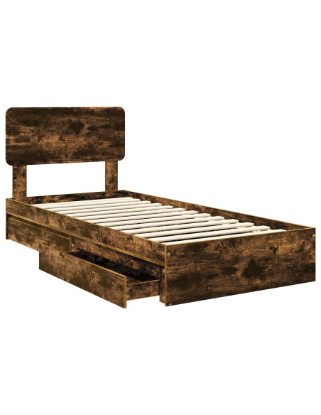 Letto con Contenitore con testiera Rovere fumé 100 x 200 cm