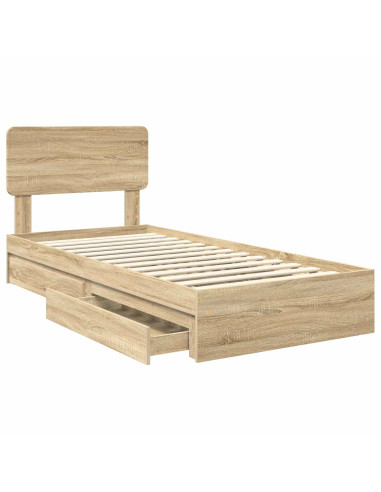 Letto con Contenitore con testiera Rovere Sonoma 90 x 200 cm