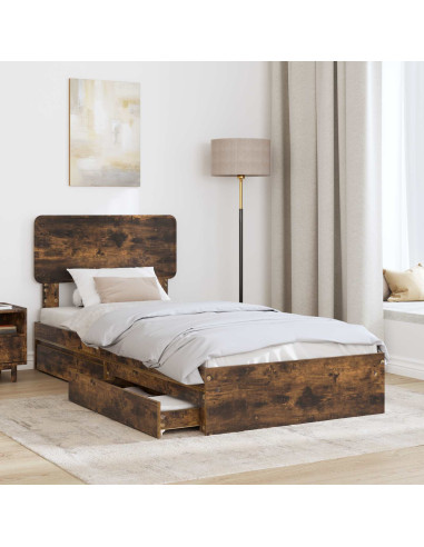 Letto con Contenitore Rovere fumé 90 x 200 cm Legno multistrato