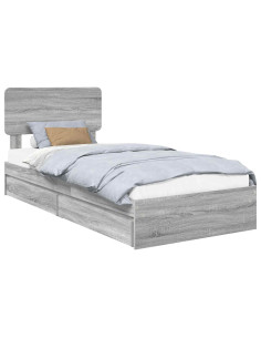 Letto con Contenitore con testiera Grigio Sonoma 90 x 200 cm 2