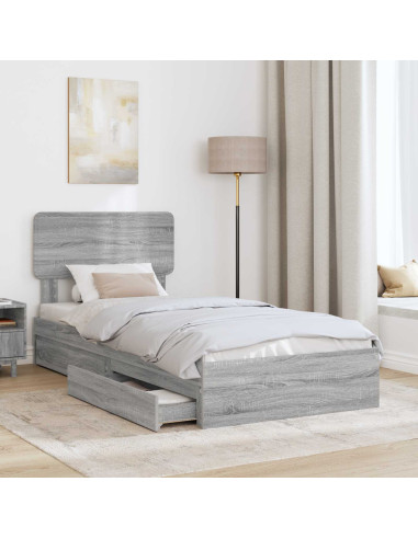 Letto con Contenitore con testiera Grigio Sonoma 90 x 200 cm