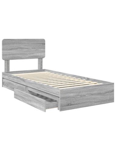 Letto con Contenitore con testiera Grigio Sonoma 90 x 200 cm