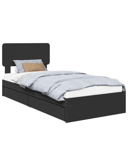 Letto con Contenitore Nero 90 x 190 cm Legno multistrato