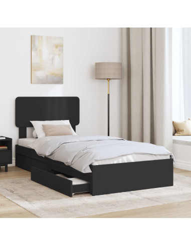 Letto con Contenitore Nero 90 x 190 cm Legno multistrato
