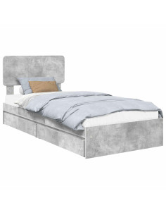 Letto con Contenitore con testiera Grigio cemento 90 x 190 cm 2