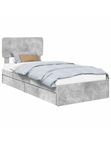 Letto con Contenitore con testiera Grigio cemento 90 x 190 cm