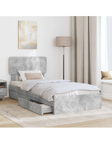 Letto con Contenitore con testiera Grigio cemento 90 x 190 cm