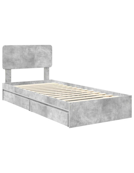 Letto con Contenitore con testiera Grigio cemento 90 x 190 cm