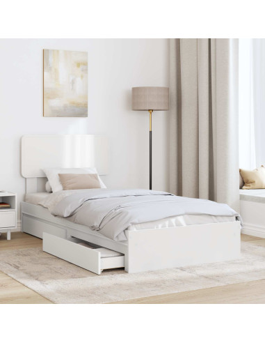 Letto con Contenitore Bianco 75 x 190 cm Legno multistrato