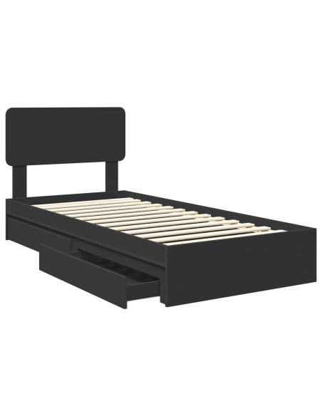 Letto con Contenitore Nero 75 x 190 cm Legno multistrato