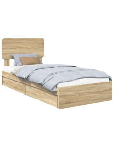 Letto con Contenitore con testiera Rovere Sonoma 75 x 190 cm 2