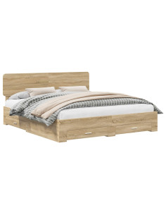 Struttura del letto con testiera Rovere Sonoma 200 x 200 cm 2