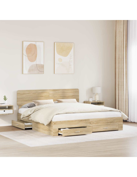 Struttura del letto con testiera Rovere Sonoma 200 x 200 cm